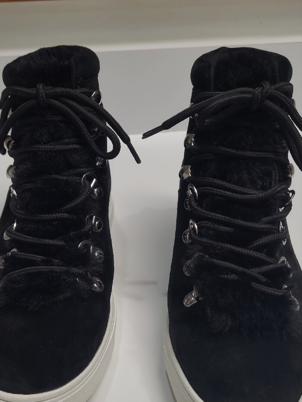 Steven by Steve Madden Kalea-F Black Suede Faux Fur High-Top Sneakers - Size 8.5 - Picture 4 of 11